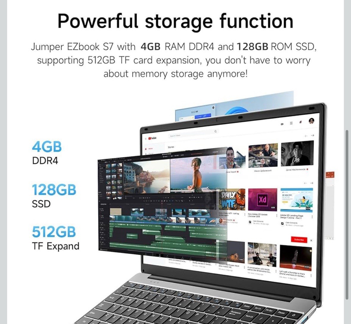 Jumper EZbook S7 15.6” Laptop | 4GB RAM 128GB SSD | Windows 11 + Office 365