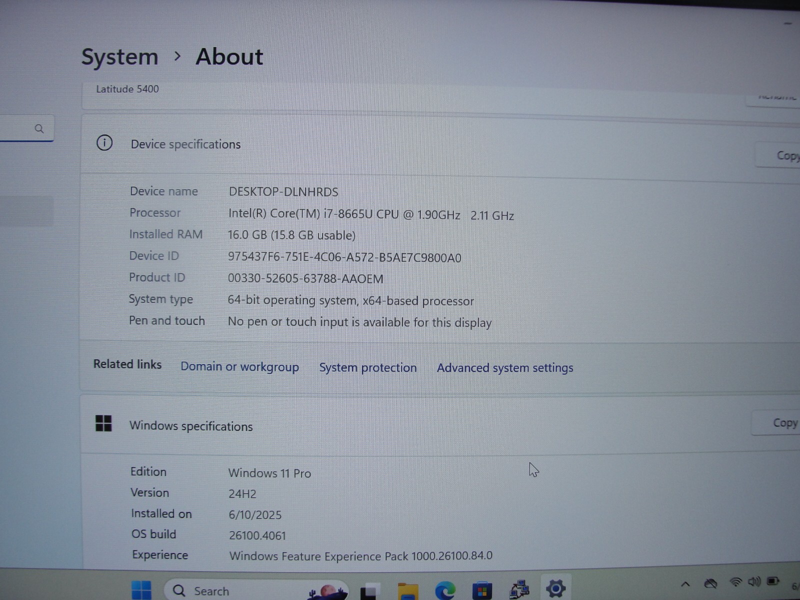 Dell Latitude 5400 14”FHD Intel Core i7-8665U 1.9GHz 16GB 512GB SSD +Charger