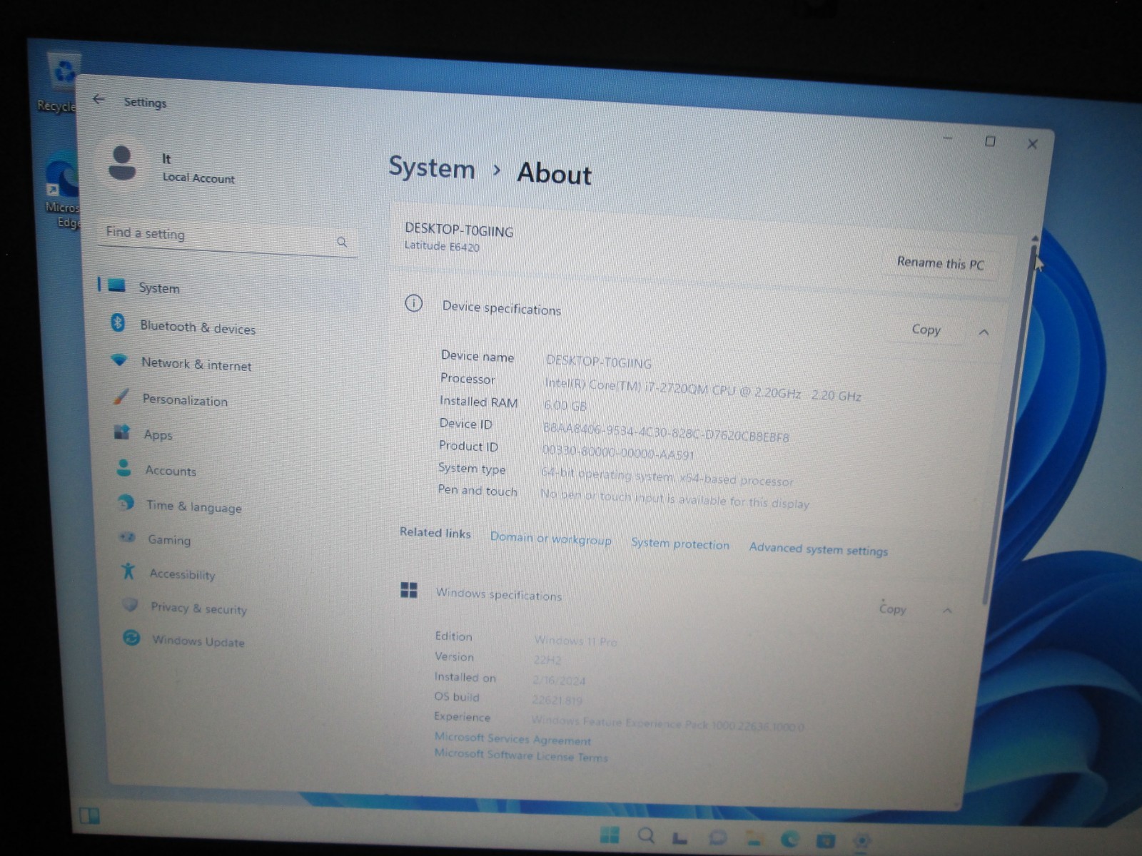 Dell Latitude E6420 Quad Core i7-2720QM, 2.2GHz,6GB RAM,500GB HD,Windows 11+Case