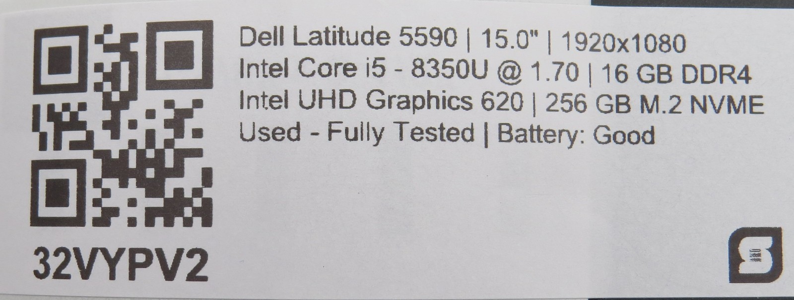 Dell Latitude 5590 | i7-8350U @ 1.7GHz | 16GB DDR4 | 256GB m2 | 15.6″ | No OS