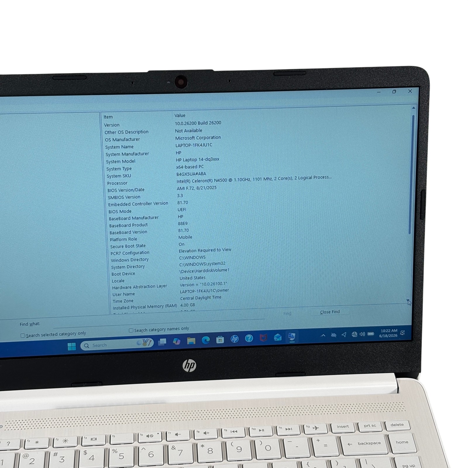 HP 14-dq3000dx Windows 11 Intel Celeron N4500 1.1GHz 4GB RAM 64GB eMMC 14″