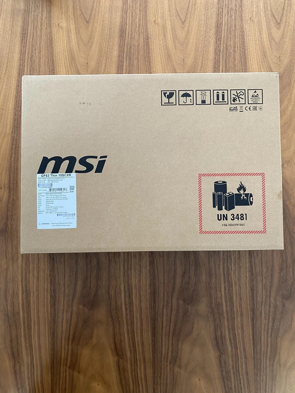 MSI GF63 -LA2 10SCXR-222 15.6” 256GB SSD Intel Core i5 10th Gen 4.50GHz, “AS IS”