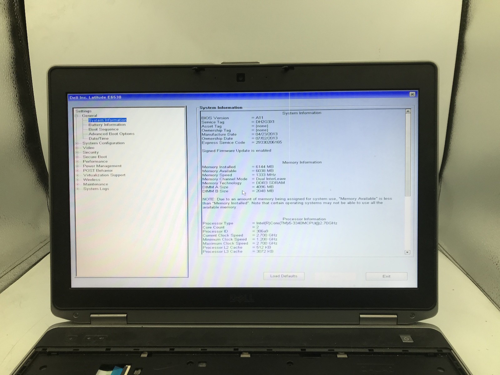 DELL LATITUDE E6530 – BOOTS TO BIOS – INTEL I5 3340M – 6GB RAM – READ DESC – BB!