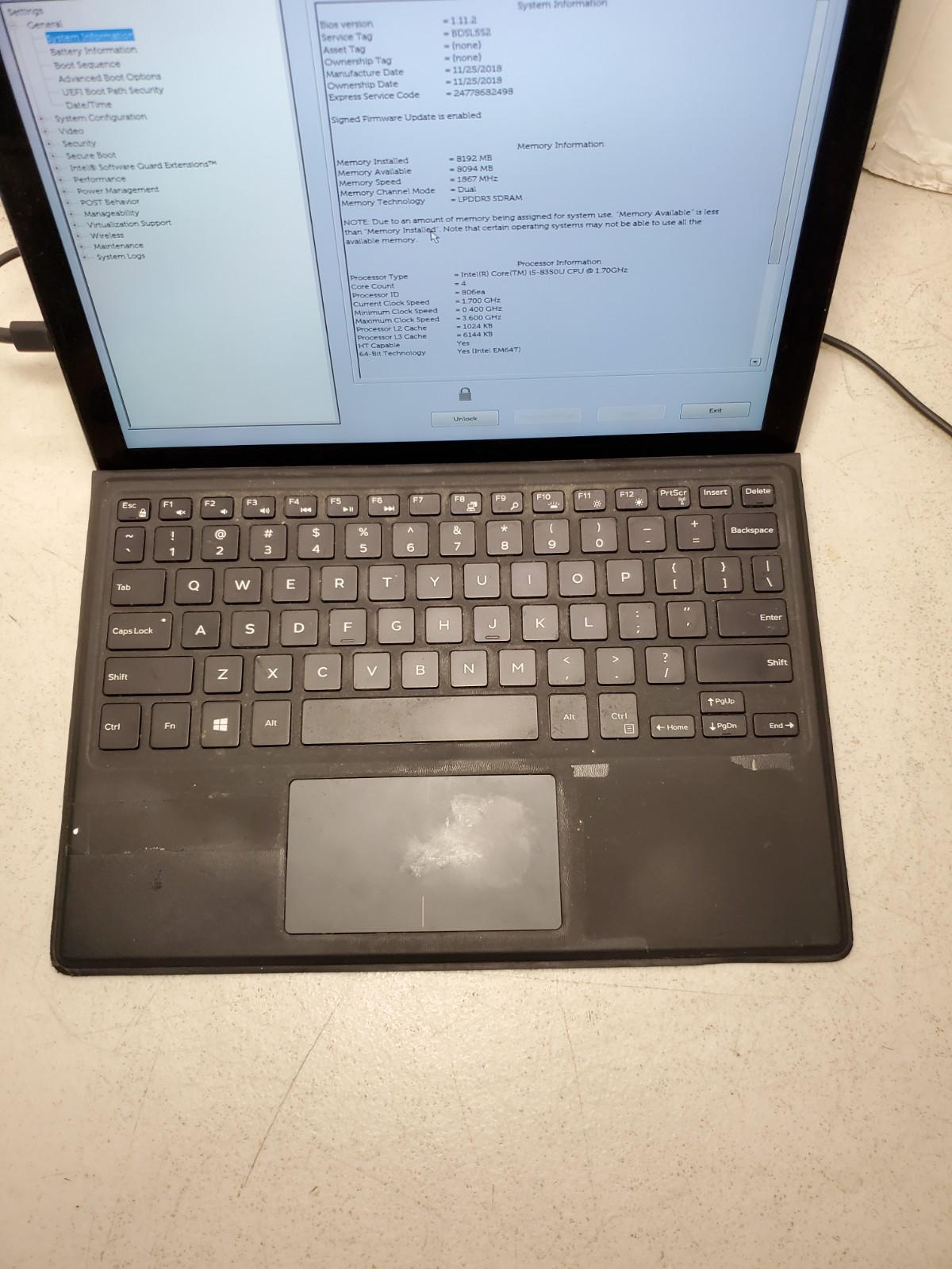 Dell Latitude 5290 2-in-1 i5 8350U 1.70GHz 8GB RAM No SSD/OS! BIOS PW! #69