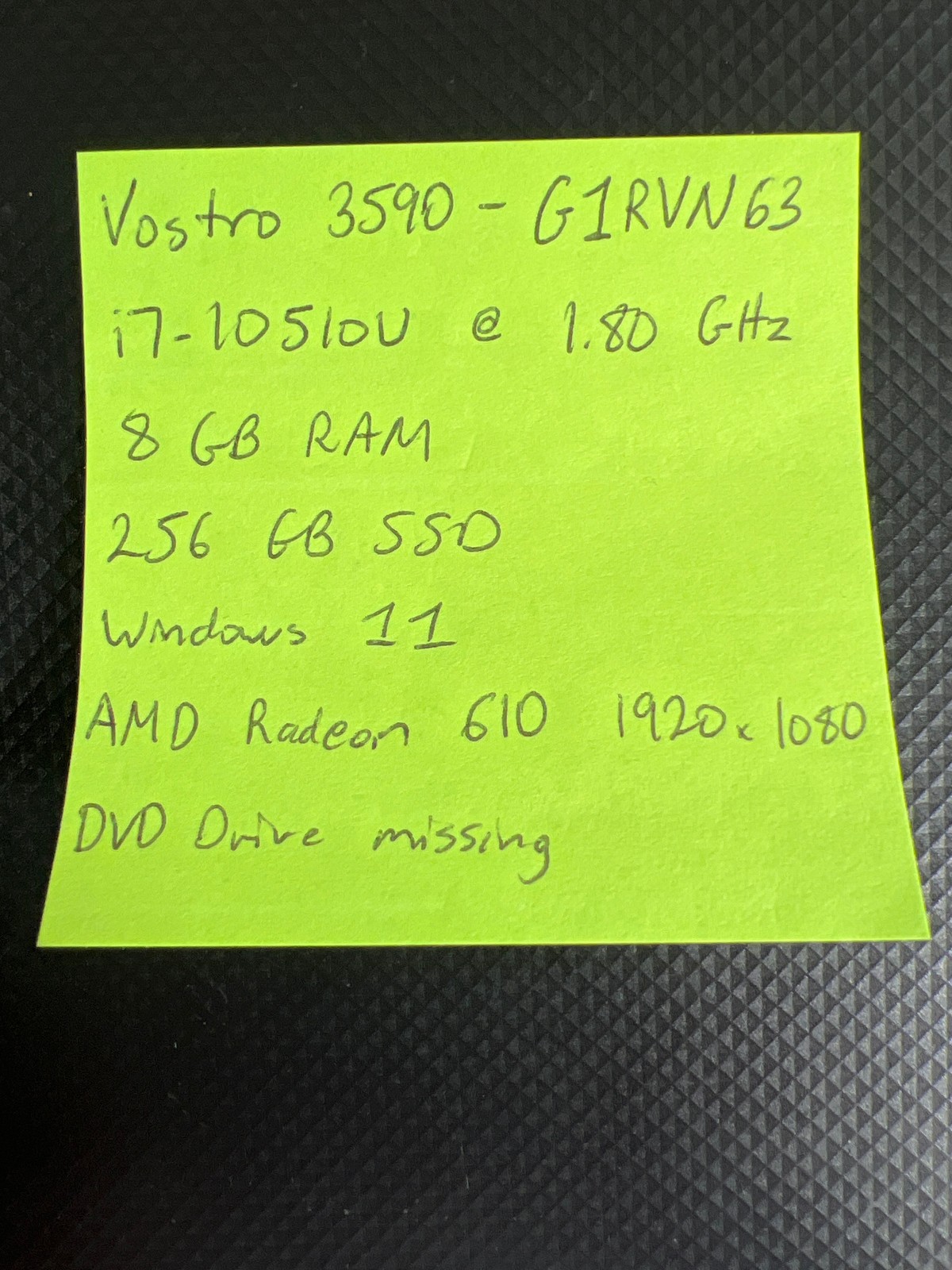 Dell Vostro 3590 Intel Core i7-10510U 8 GB 256GB SSD 15.6″