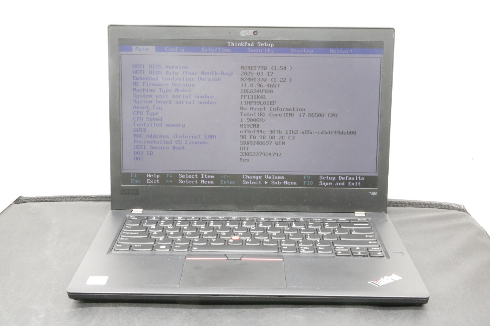 Lenovo ThinkPad T480 – i7-8650U – 8GB, No SSD/Windows, No 2nd Battery – Lot of 2