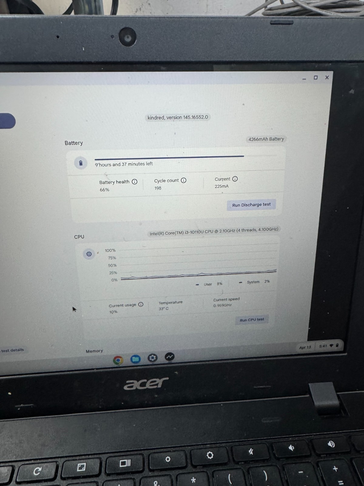 Acer Chromebook N19Q4 Core I3-10110U 8GB RAM 2.10GHz Laptop #5179