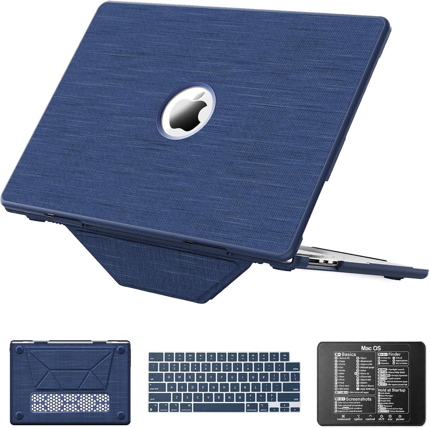 MacBook Air 15 Inch Case M5 M4 M3 M2 2026 2025-2023, 4 in 1 Kit, Navy