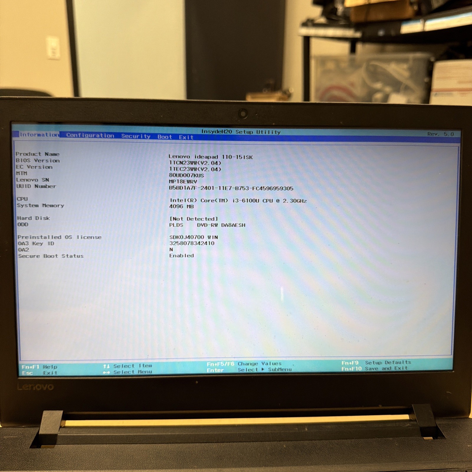 Lenovo IdeaPad 110-15ISK 15.6″ Laptop Intel i3-6100U 4GB Ram NO HD
