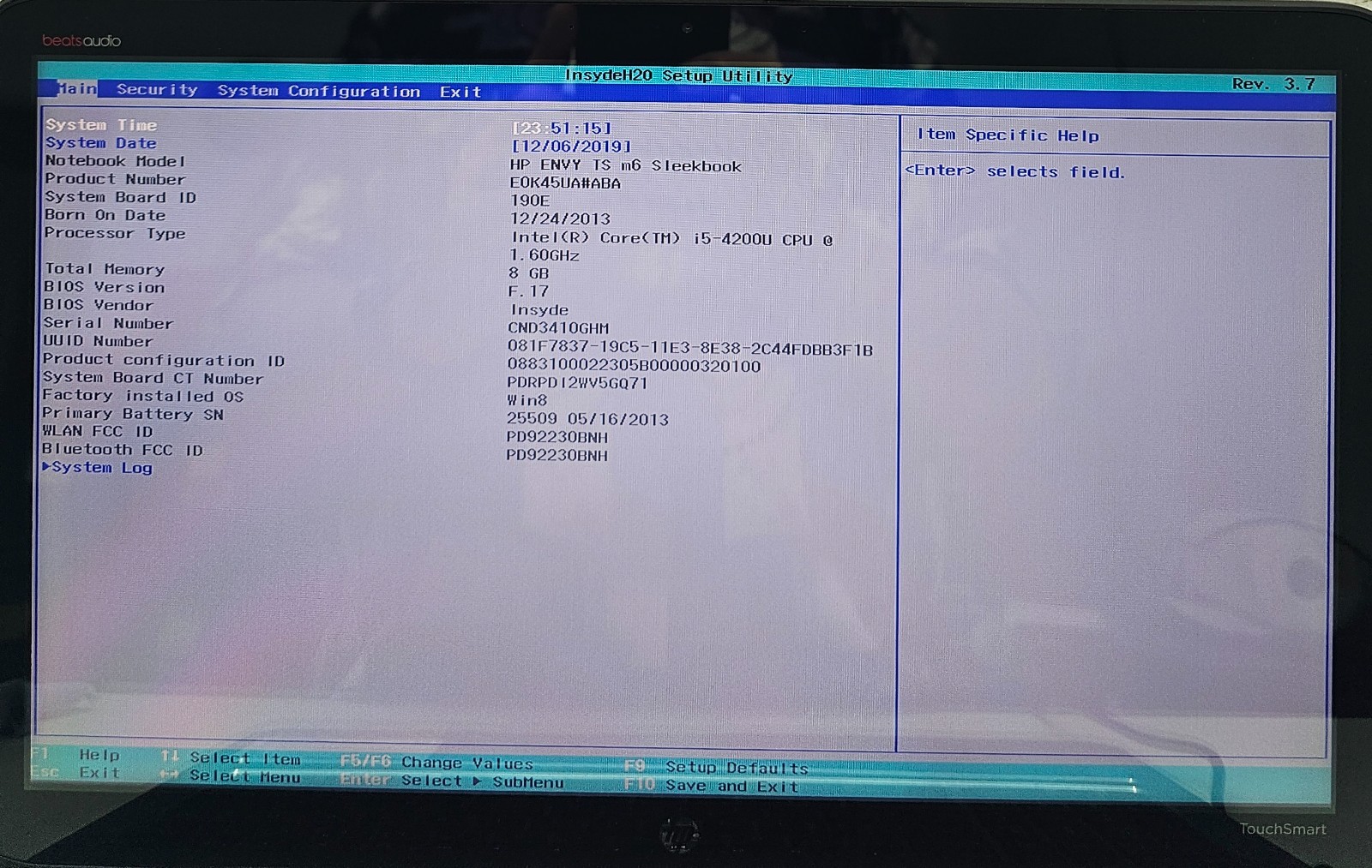 HP ENVY TS m6-k025dx Sleekbook Laptop Intel Core i5-4200U 8GB Ram NO HD/OS (FL)