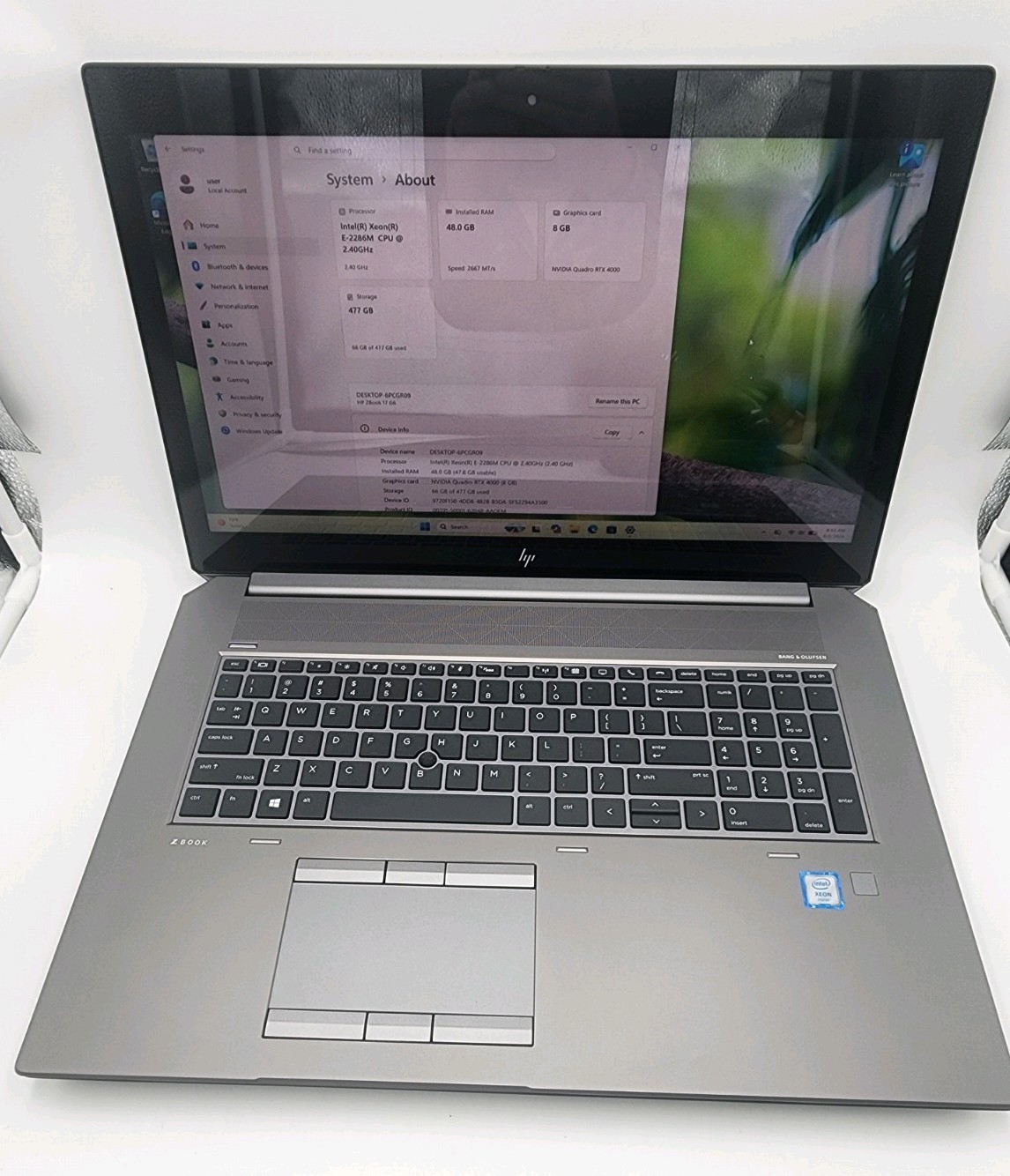 HP ZBook 17 G6 17” UHD touchscreen E-2286M 48GB RAM 512GB NVMe RTX4000 Win11P WS