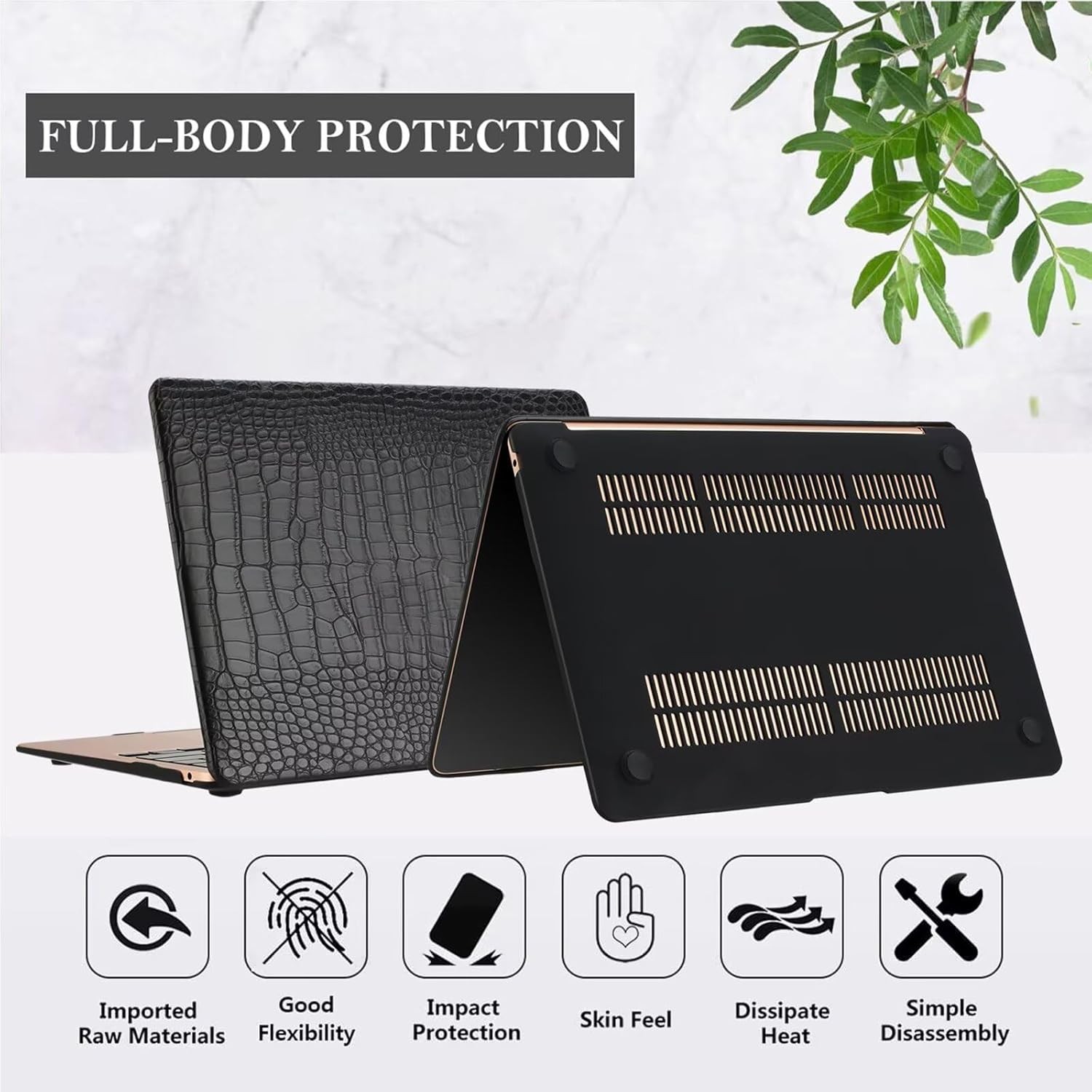 Compatible with 2022-2025 MacBook Air 13.6 Inch Case with Touch ID, Black