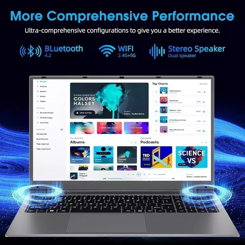 SGIN 17.3″ FHD HD latop Notebook Intel N5095 12GB RAM 512 GB SSD Natural Silver