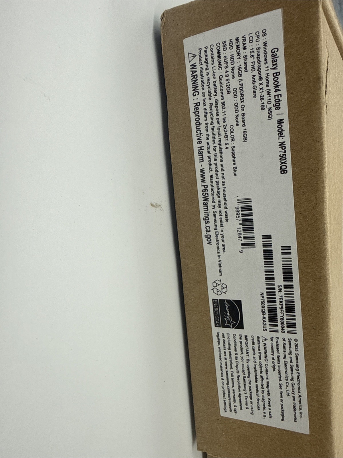 Samsung Galaxy Book4 Edge Snapdragon X 2.96GHz 16GB 512GB 15.6″ NP750XQB