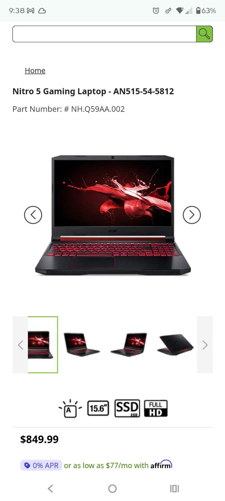 Acer Nitro 5 Gaming Laptop 9th Gen Intel Core I7-9300H