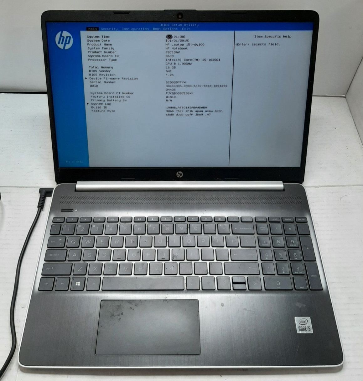 HP Laptop 15T-DY100 15.6″ i5-1035G7 16GB RAM NO OS/SSD/BATTERY #97