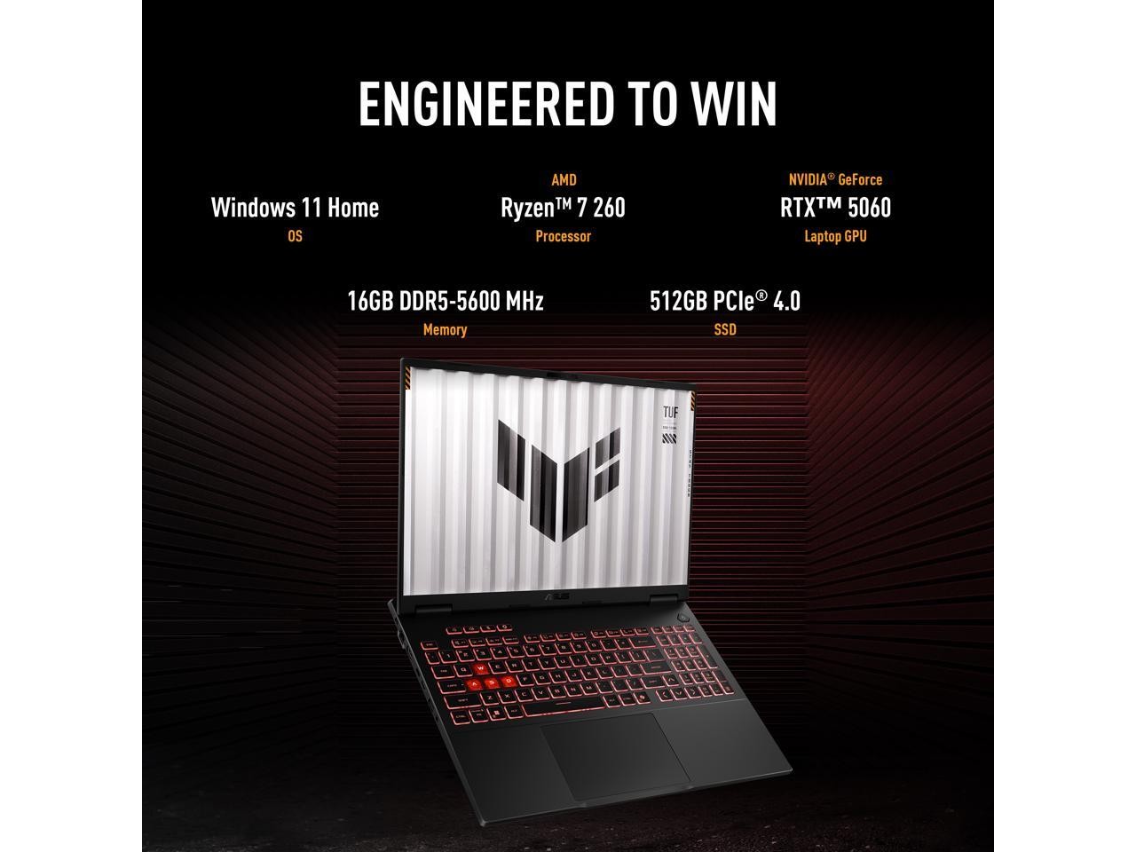 ASUS TUF Gaming A16 – 16″ GeForce RTX 5060 Laptop GPU – AMD Ryzen 7 260 – 16GB M