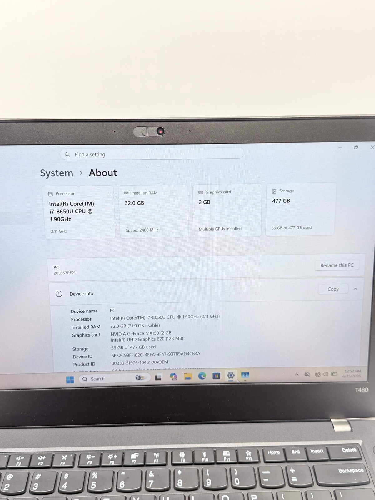 Lenovo ThinkPad T480 14″ Core i7 8th Gen 32GB RAM 512GB SSD w/ Mouse