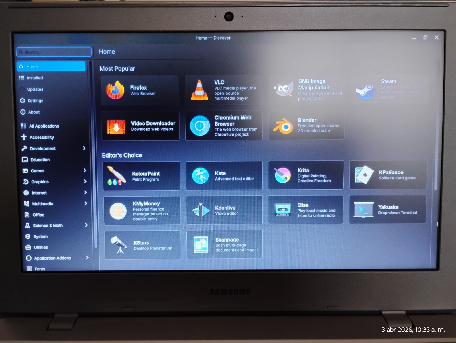SAMSUNG XE310XBA Chromebook 4 11.6″ Intel Celeron N4000 4GB RAM Fedora 43