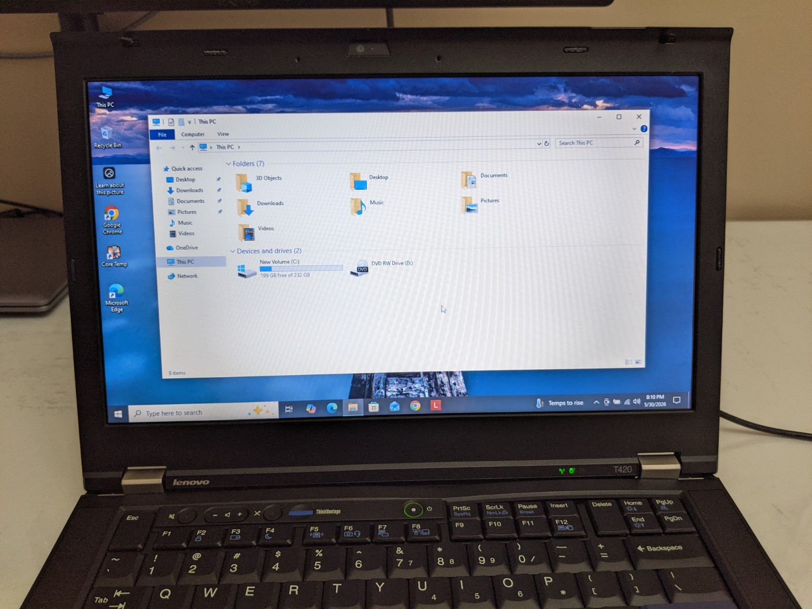 Lenovo ThinkPad T420 Quad Core i7 2720QM 8GB 250GB SSD Win 10 Pro – Grade A