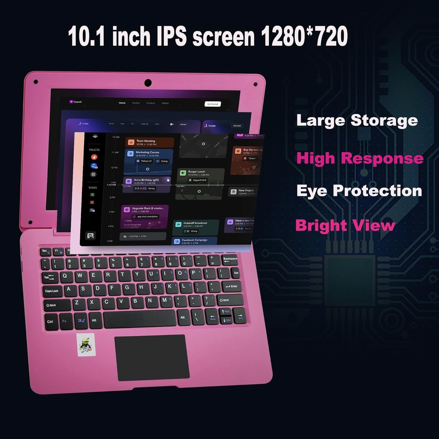 10.1” Laptop Computer Quad Core Android 12.0 Mini Netbook 2G RAM Kids Pink NEW
