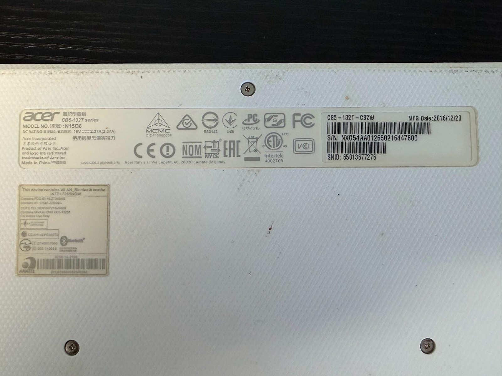 Chromebook Acer CB5-132T , N15Q8
