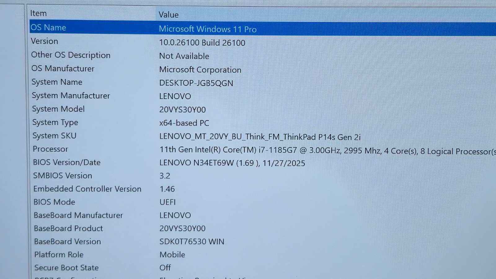 Lenovo ThinkPad P14S Gen 2 Intel i7-1185G7, 48GB RAM, 1TB SSD NVIDIA T500 Touch