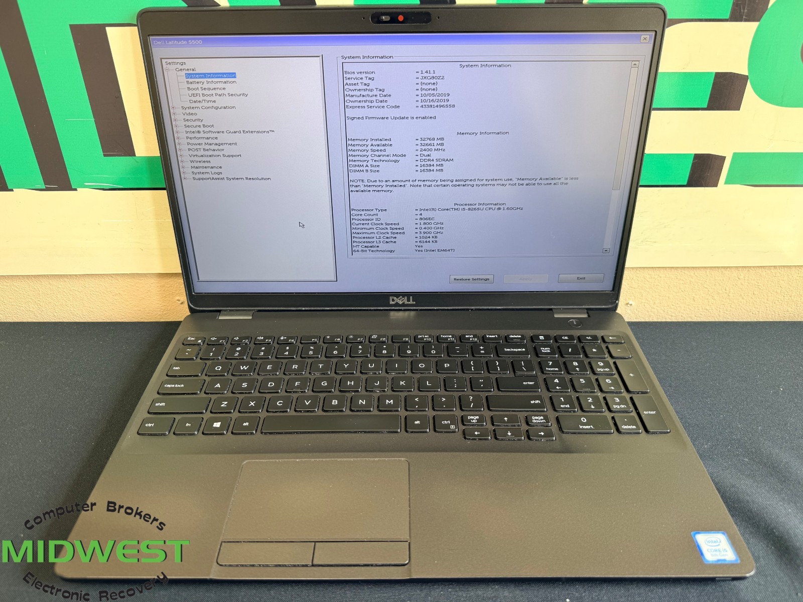 Dell Latitude 5500 i5-8265U 1.6GHz 32GB RAM No OS/HDD/SSD (For Parts – See Desc)