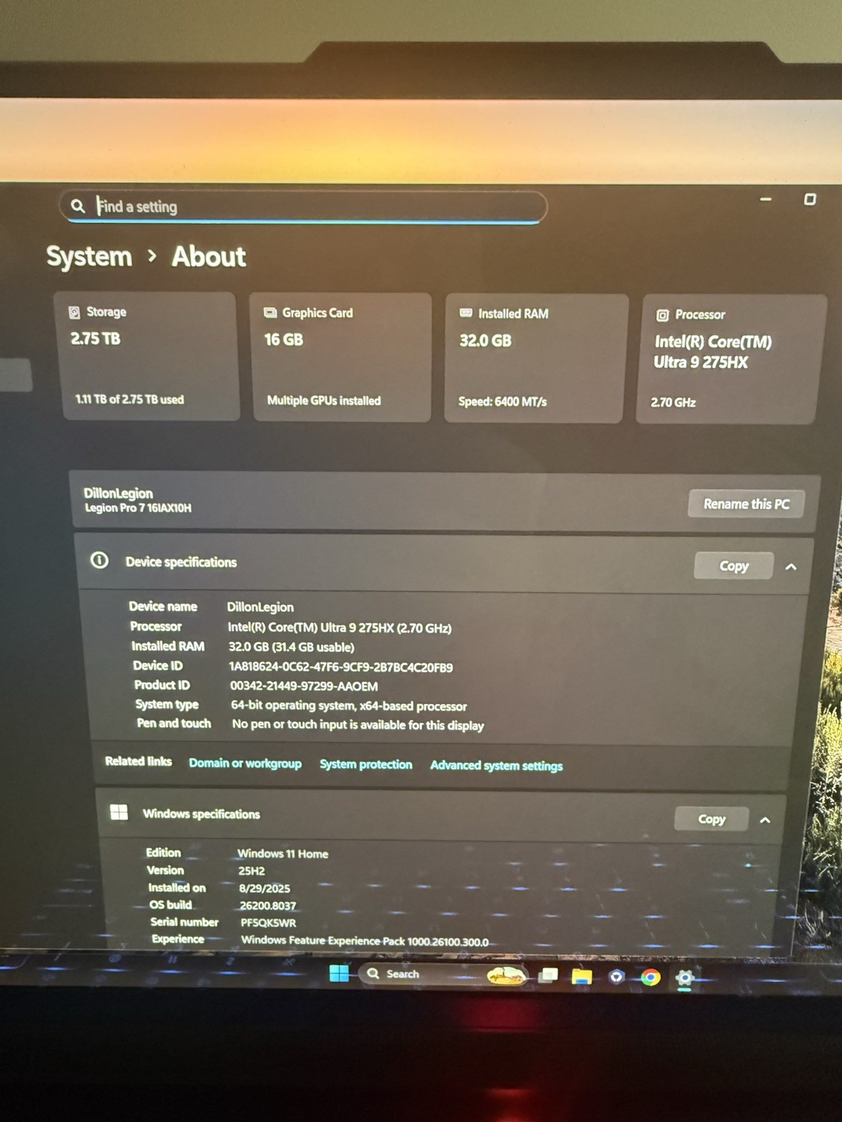 Lenovo Legion Pro 7i OLED 32GB 3TB SSD RTX 5080