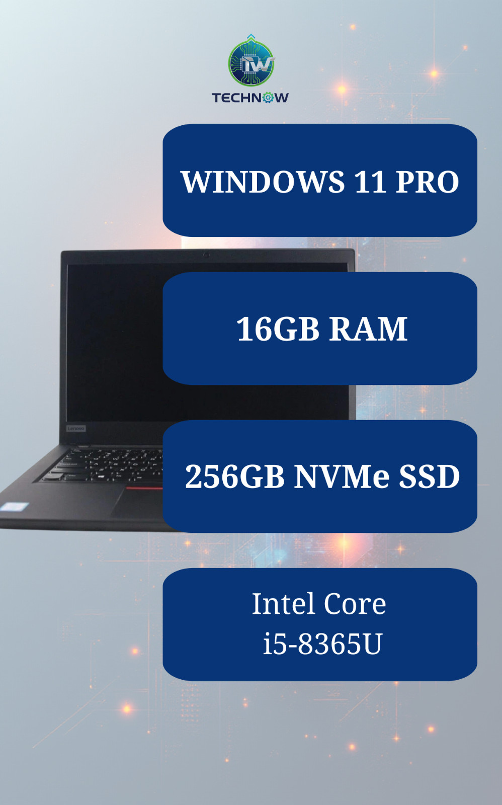 Lenovo ThinkPad Laptop T490 Intel i5-8365U 8th gen 16GB 256GB NVMe SSD win11P