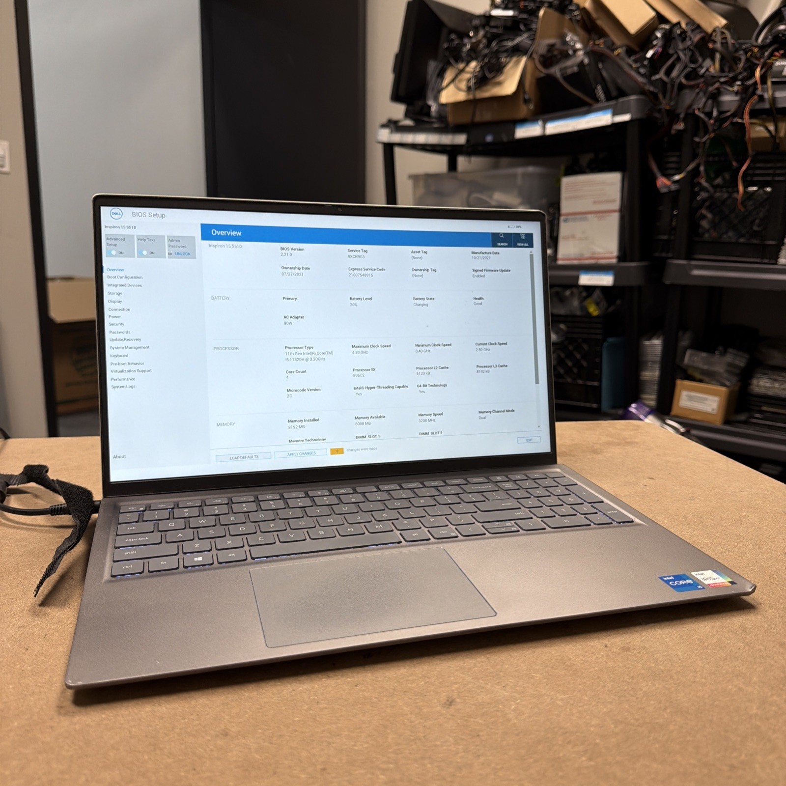 Dell Inspiron 15 5510 INTEL CORE I5-11320H@3.20GHz 8GB RAM NO DRIVE