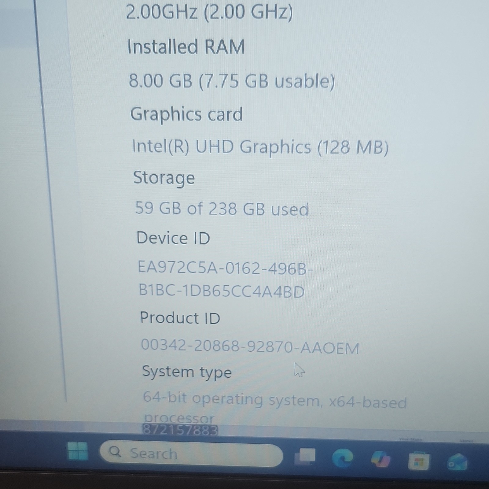 HP 15.6in Laptop Intel Core i3-1125G4 8GB RAM 238GB SSD Win11 Home