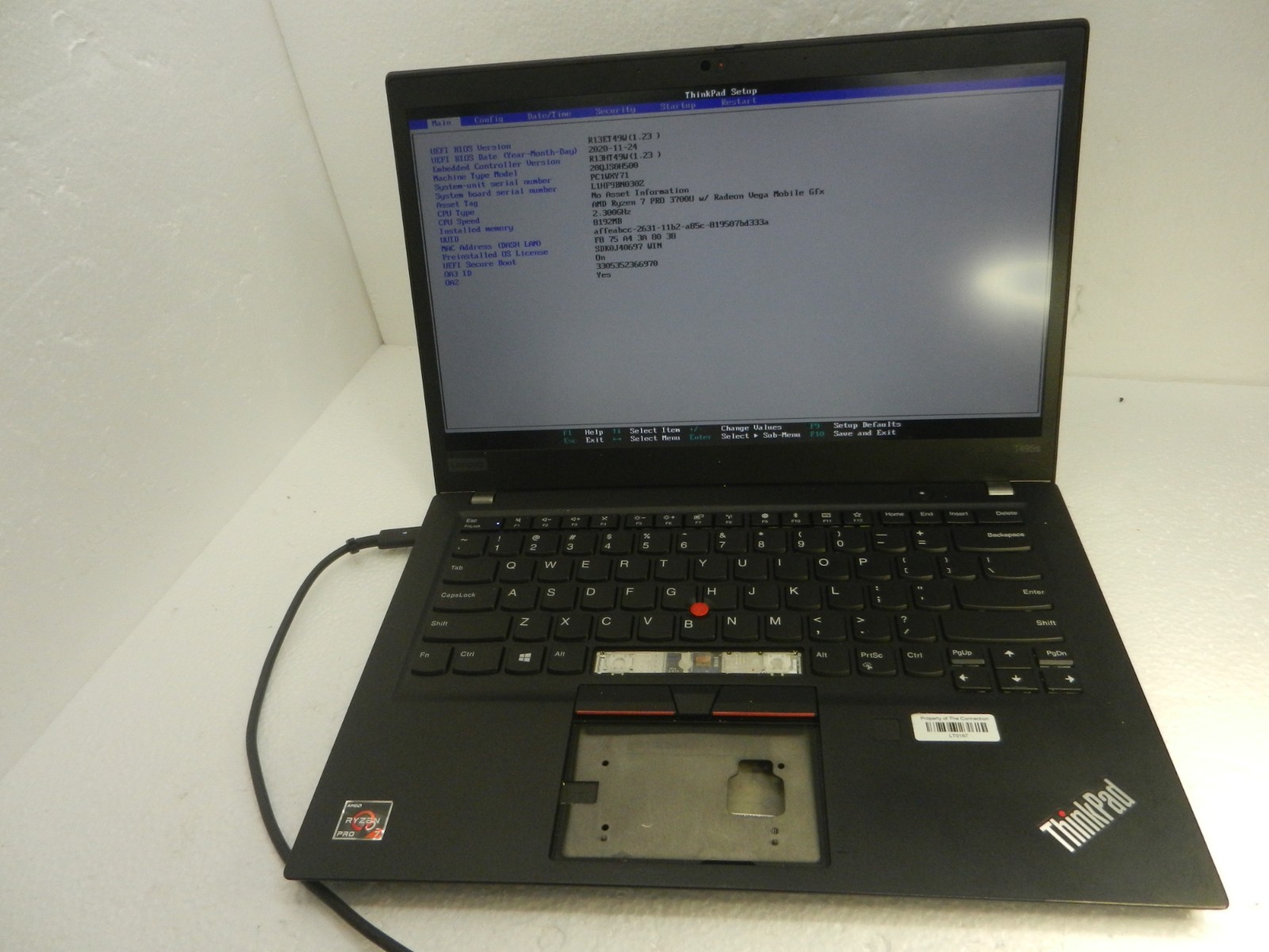 Lenovo ThinkPad T495s ** Ryzen 7 Pro 3700U @ 2.3GHz /8GB / NO HDD / NO BATTERY