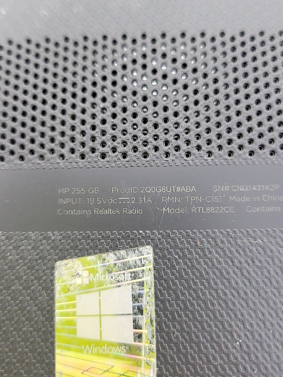 HP 255 G8 2Q0G8UT-ABA Laptop AMD RYZEN 3 3250U 8GB SEE NOTES