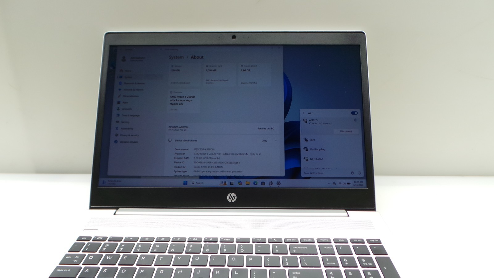 HP ProBook 455 G6 | 15.6″ | AMD Ryzen 5 2500U | 8GB RAM 256GB NVMe | WIN 11 PRO