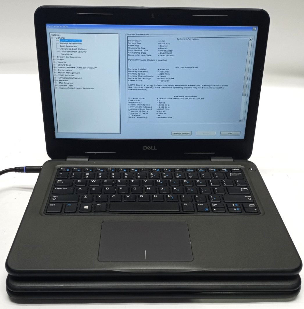 Lot of 2 Dell Latitude 3300 i3-7020u@2.30GHz 4GB RAM No HDD/OS No Battery MC607