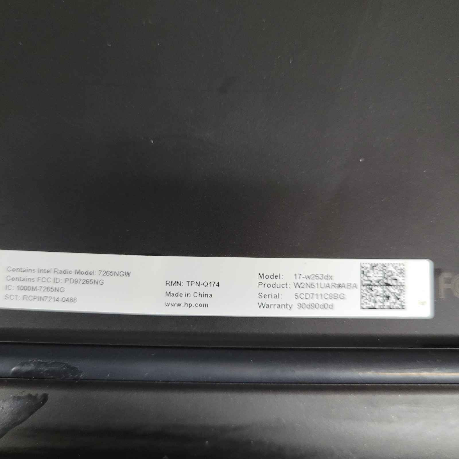 OMEN 17-w53dx Laptop — DOES NOT POWER ON — NO HDDS — 4 GB RAM FOR PARTS