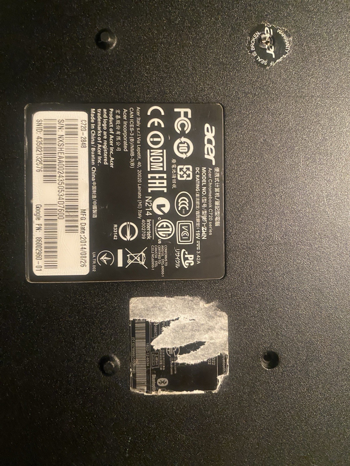 Acer ZHN Chromebook C720 Series 11.6″