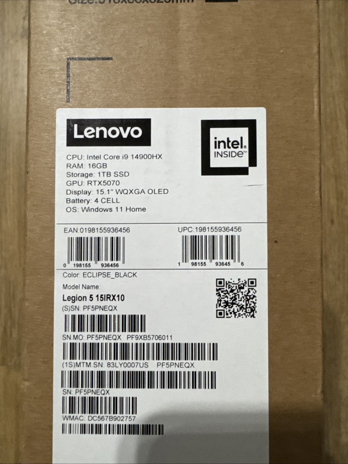 Lenovo Legion 5 15IRX10 OLED 15.1 Gaming Laptop i9 14th RTX5070 BRAND NEW 2025