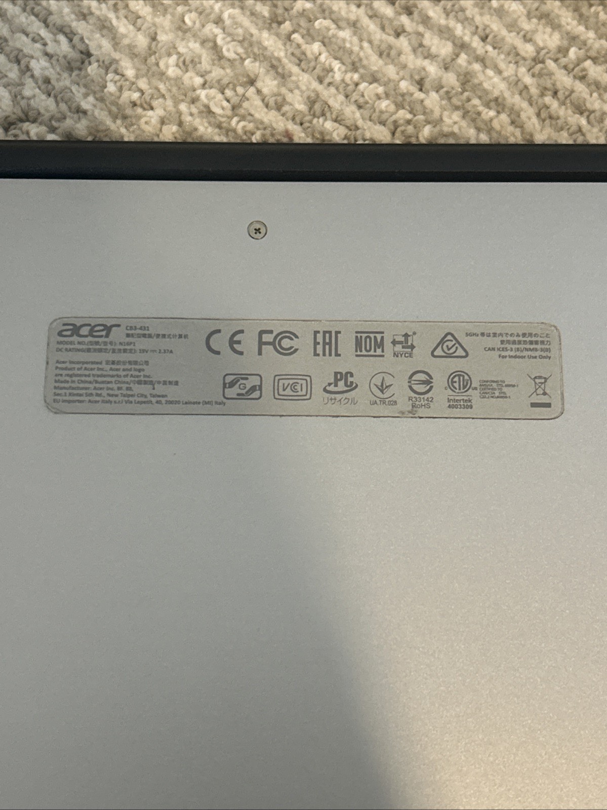 Acer 14″ Chromebook (CB3-431-12K1) Intel Celeron N16P1 with Chord and Case