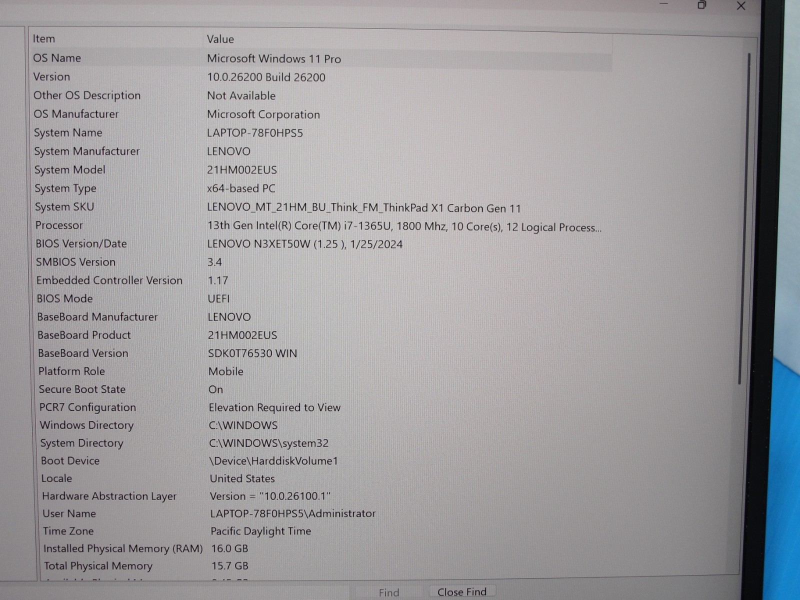 Lenovo ThinkPad X1 Carbon Gen 11 14″ FHD Touch i7-1365U 1.8GHz 16GB 1TB +Charger