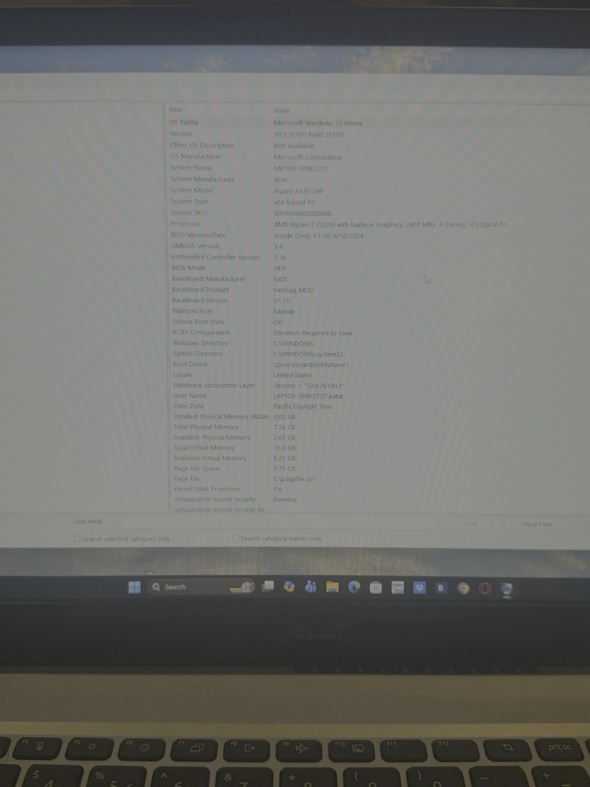 Acer Aspire A315-24P 15.6″ Ryzen 3 7320U 8GB 256GB SSD Win 11 Silver