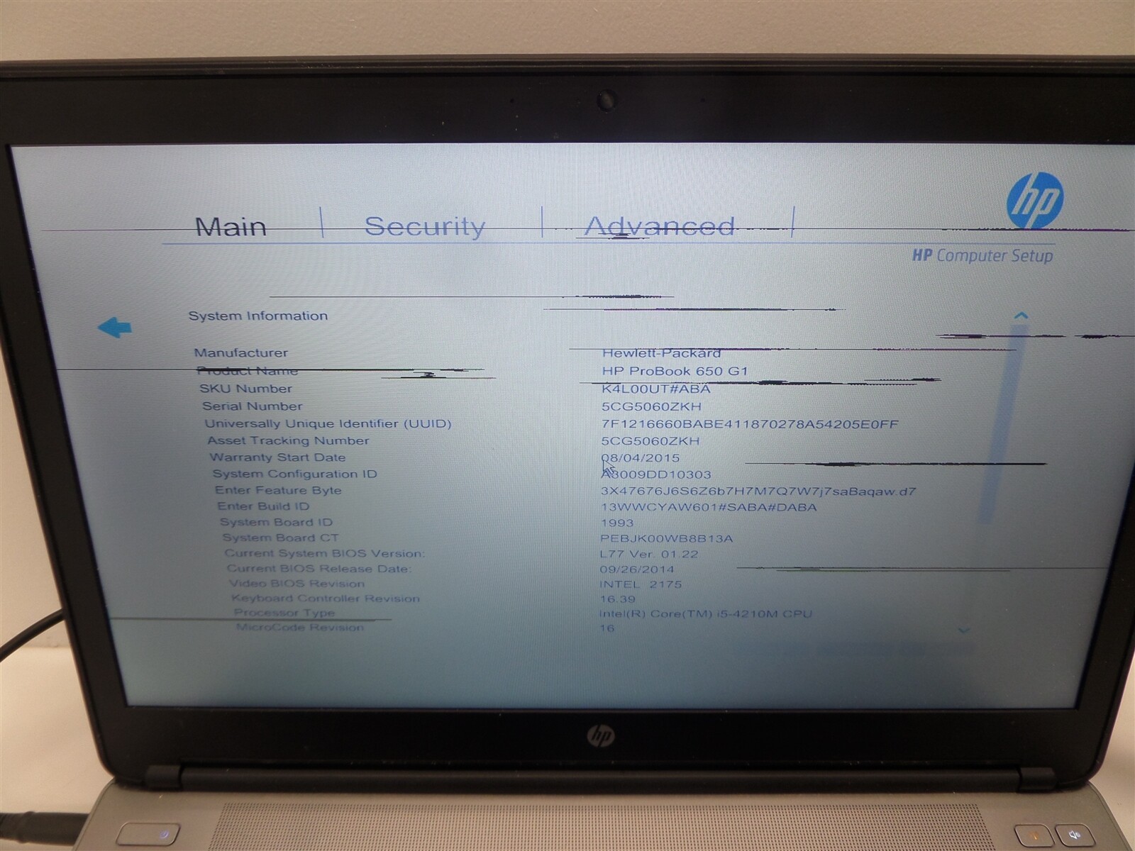 HP ProBook 650 G1 15.6″ Laptop w/ i5-4210M 2.6GHz CPU 8GB RAM – Lines On Screen