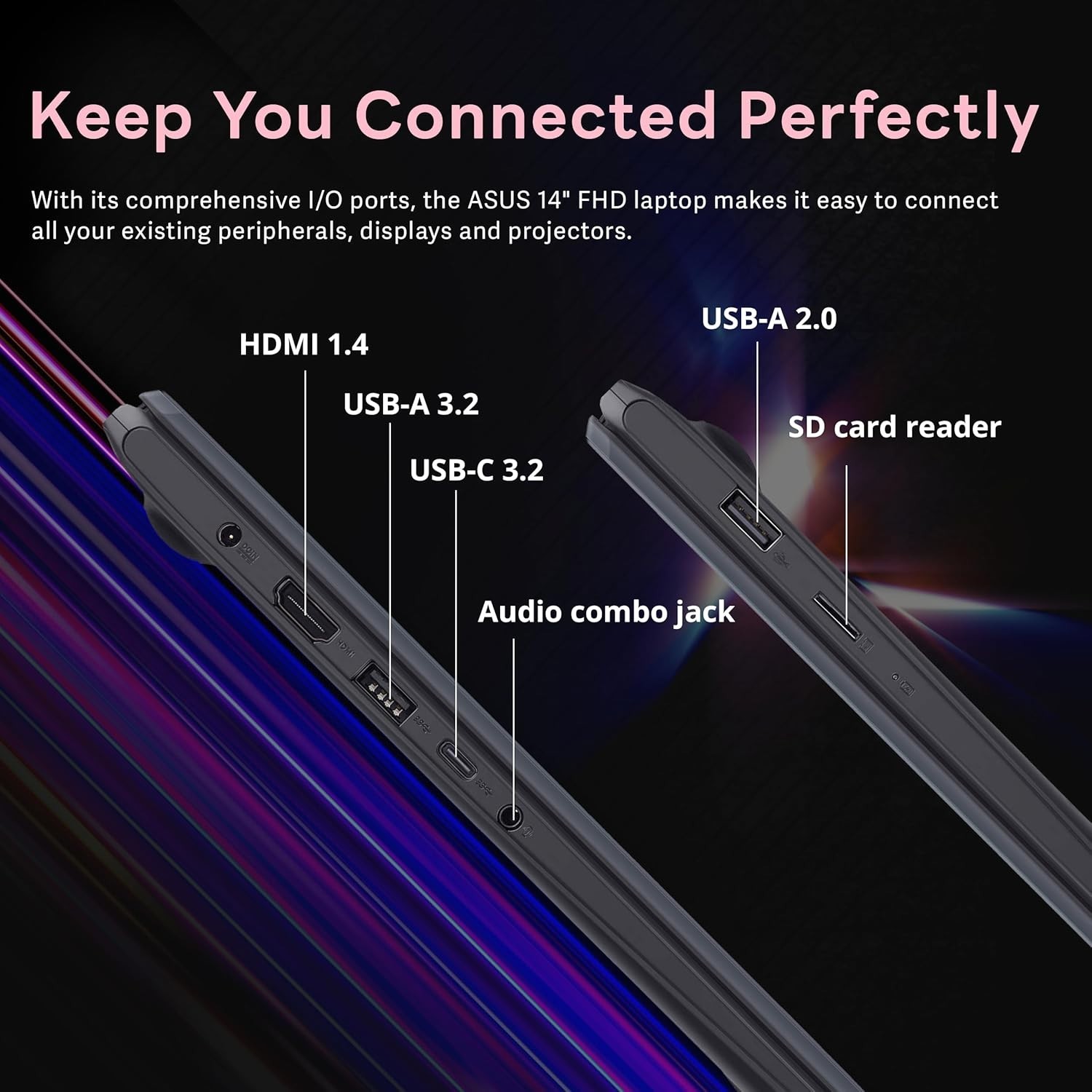 Portable 14″ FHD Laptop – 4GB RAM, Bluetooth 5.1, Intel UHD Graphics, Black