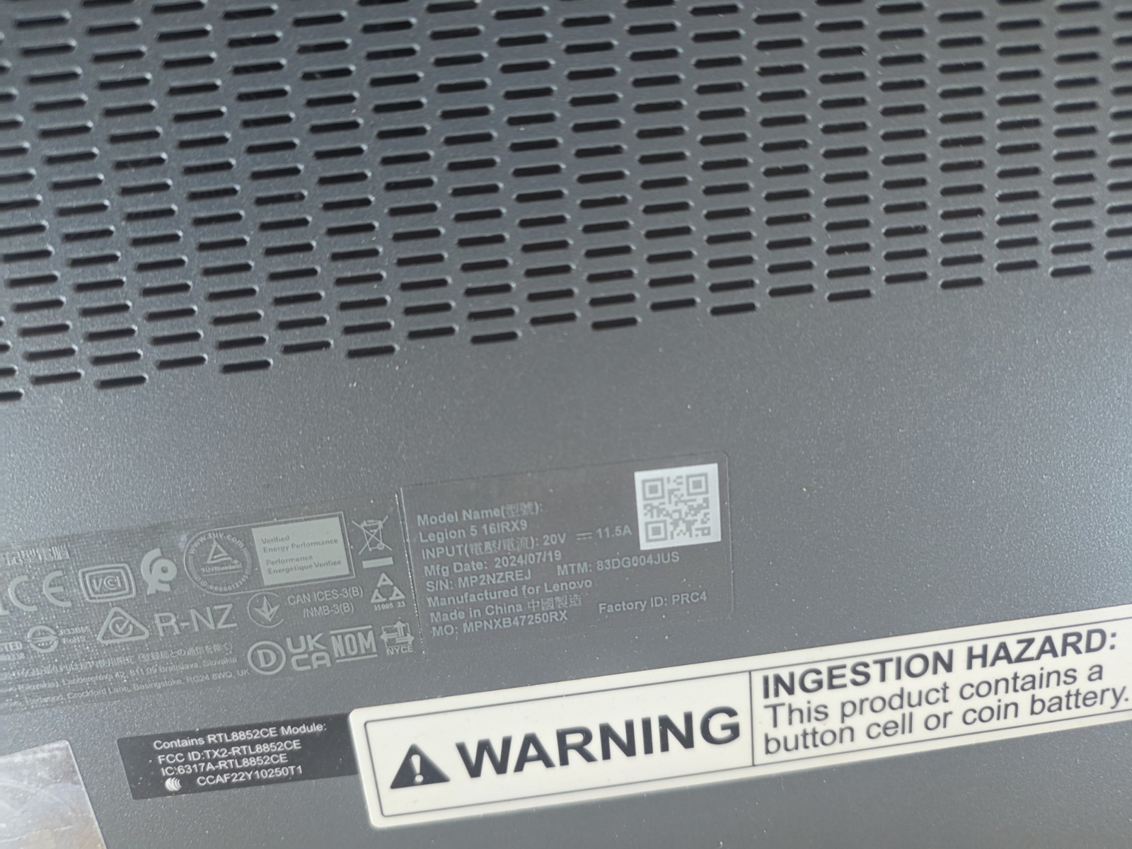 Lenovo LEGION 5 16IRX9 16″ Laptop Intel Core i9-14900HX Rtx4060 Power