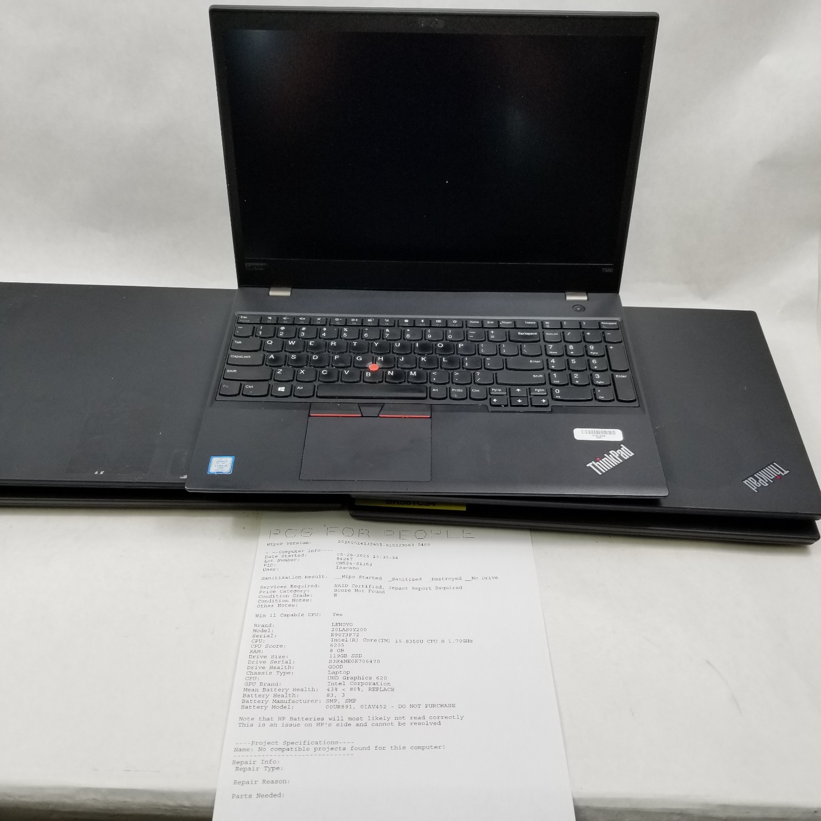 Lot of 7 Lenovo ThinkPad T580 15.6″ Laptop Mixed Specs Core i5 / i7 *Read*