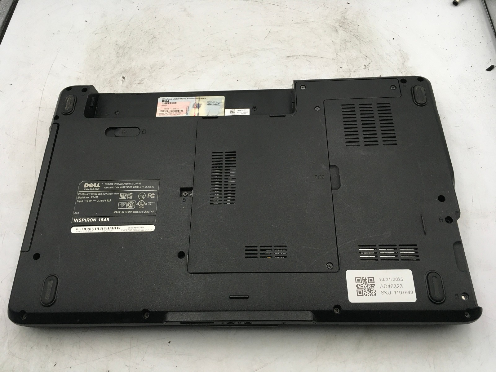 DELL INSPIRON 1545 – BOOTS TO BIOS – INTEL PENTIUM T3400 – 3GB RAM -READ DESC-BB