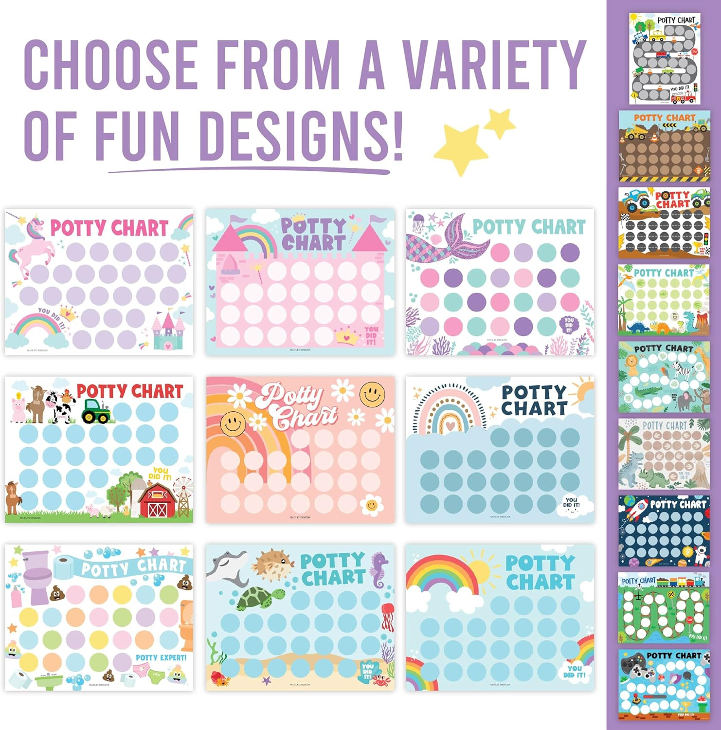Potty Training Chart for Toddlers Boys -10 Sticker Potty Chart for Toddlers Girl