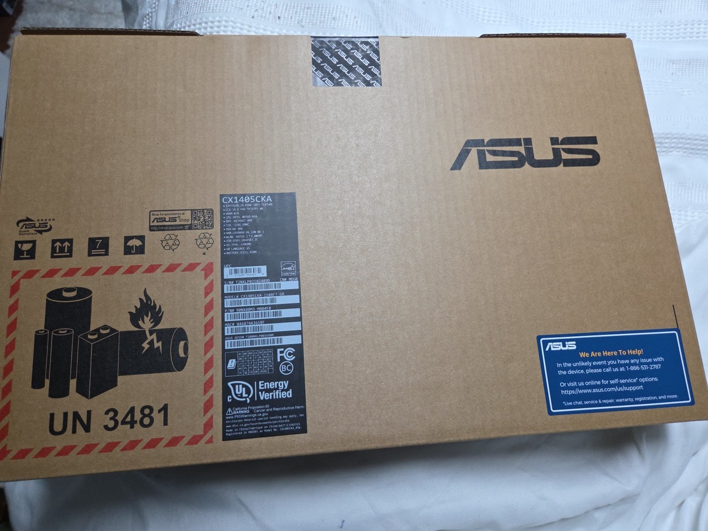 Asus CX1405CKA 14″ CHROMEBOOK CPU : INTEL N4500/BGA SSD128GB RAM: 128G EMMC