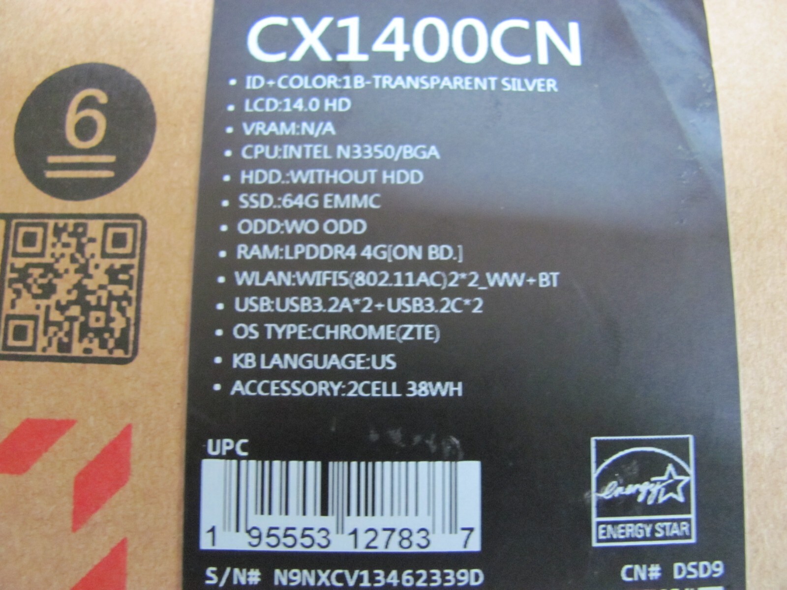 ASUS Chromebook CX1 CX1400CNA-DS44, Intel N3350 / 1.1 GHz, 4 GB RAM – 64 GB eMMC